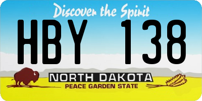 ND license plate HBY138