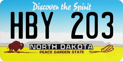 ND license plate HBY203