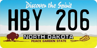 ND license plate HBY206