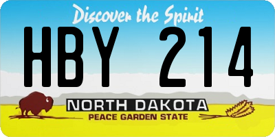 ND license plate HBY214