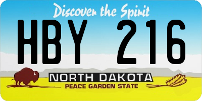 ND license plate HBY216