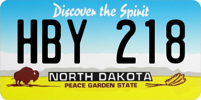 ND license plate HBY218