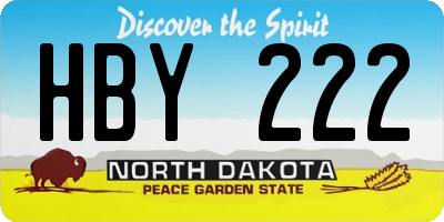 ND license plate HBY222