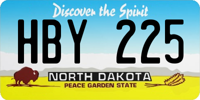 ND license plate HBY225