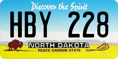 ND license plate HBY228