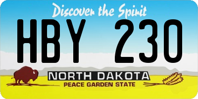 ND license plate HBY230