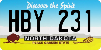 ND license plate HBY231