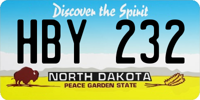 ND license plate HBY232