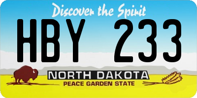 ND license plate HBY233