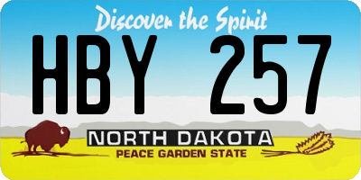 ND license plate HBY257