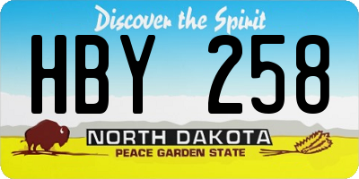 ND license plate HBY258