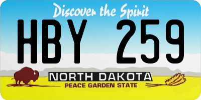 ND license plate HBY259