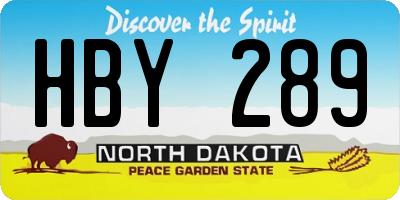 ND license plate HBY289