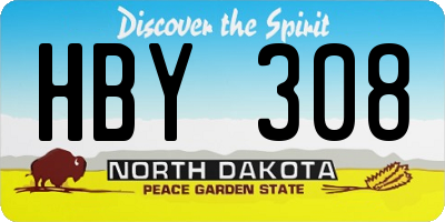 ND license plate HBY308