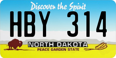 ND license plate HBY314