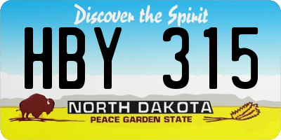 ND license plate HBY315