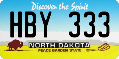 ND license plate HBY333