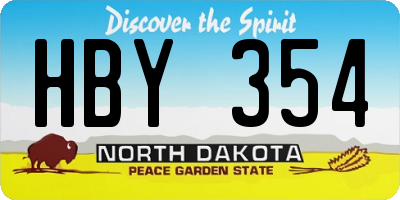 ND license plate HBY354