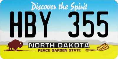 ND license plate HBY355