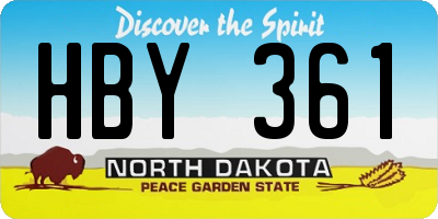 ND license plate HBY361