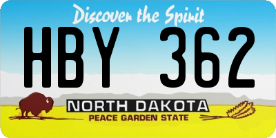 ND license plate HBY362