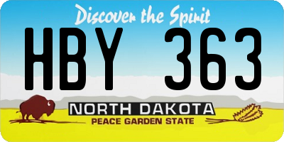 ND license plate HBY363