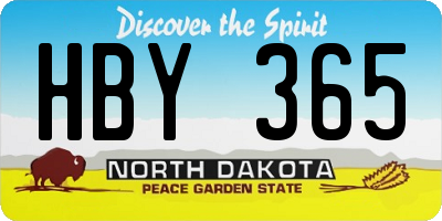 ND license plate HBY365