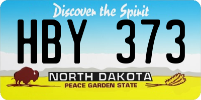 ND license plate HBY373