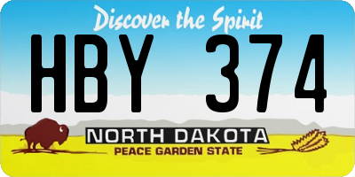 ND license plate HBY374