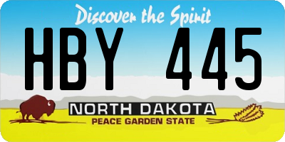 ND license plate HBY445