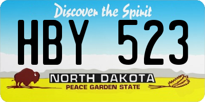 ND license plate HBY523