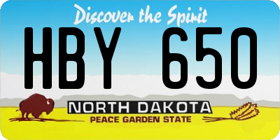 ND license plate HBY650