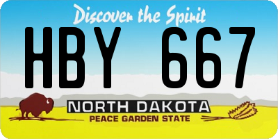 ND license plate HBY667