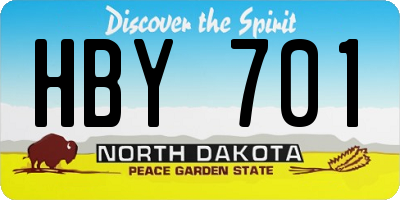 ND license plate HBY701