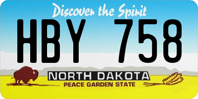 ND license plate HBY758