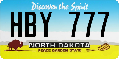 ND license plate HBY777