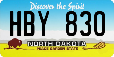 ND license plate HBY830