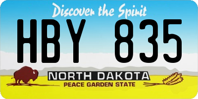 ND license plate HBY835