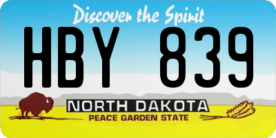 ND license plate HBY839