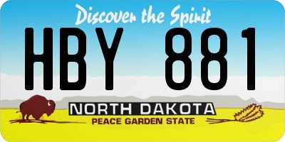 ND license plate HBY881