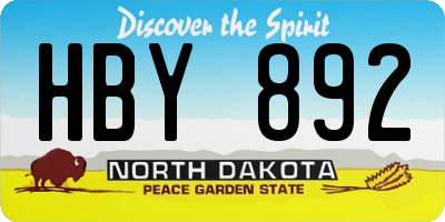 ND license plate HBY892