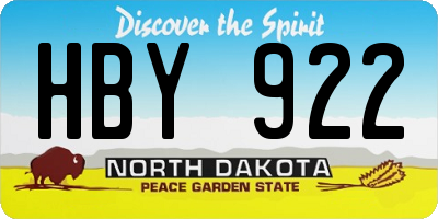 ND license plate HBY922