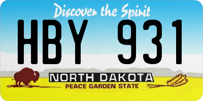 ND license plate HBY931