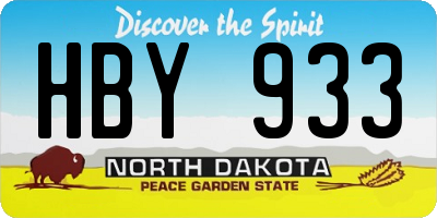 ND license plate HBY933