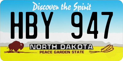 ND license plate HBY947