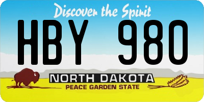 ND license plate HBY980