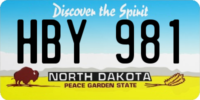 ND license plate HBY981