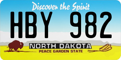 ND license plate HBY982