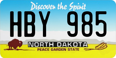 ND license plate HBY985