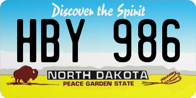 ND license plate HBY986